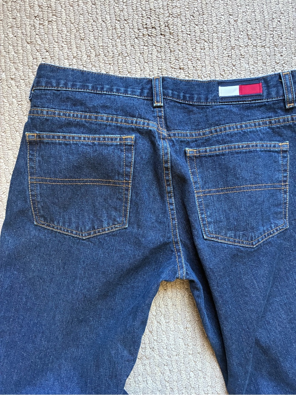 Vintage Y2K Tommy Hilfiger Dark Blue Flare Demin Jeans with Signature Patch